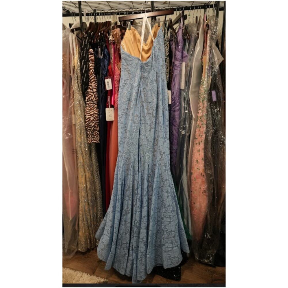 Jovani Lace Mermaid Evening Gown Dress Womens Sz 10 Light Blue Beaded 37334A NWT - Picture 4 of 7